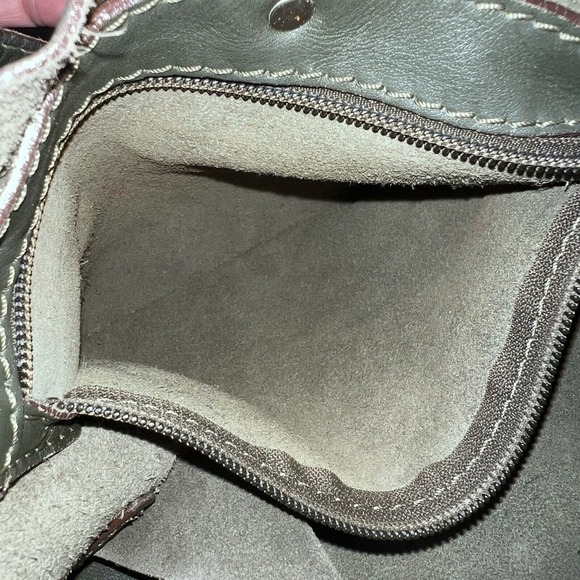 GLORIA ORTIZ GREEN LEATHER CONVERTIBLE SHOULDER HAND BAG LARGE SIZE - Picture 14 of 15